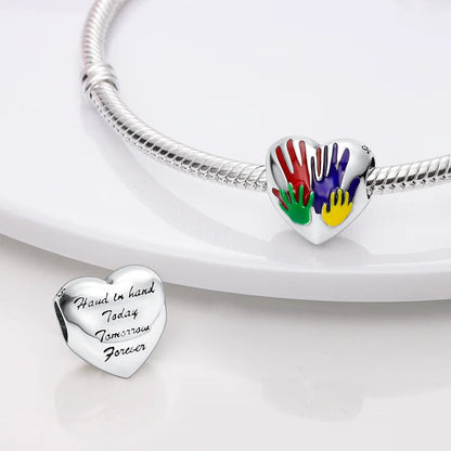 Heart Shape 925 Sterling Silver Family Lover Affection Pendant Charm Beads Fit Original Bangle Bracelet DIY Jewelry For Women Good Vibrations