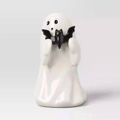 Halloween Ghost Ornament Ghost Holding Pink Pumpkin Bat Resin Ornament Home Living Room Bedroom Office Desktop Decoration Good Vibrations