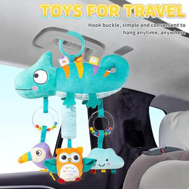 Crib Hanging Rattles Toys Baby Toys Cartoon Animal Spiral Hanging Toy with Ringing Bell Stroller Car Toys for Infant Newborn Good Vibrations