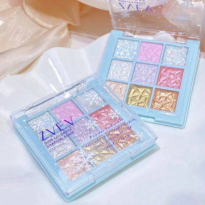 Dream Girl Eyeshadow Palette 9 Colors Snowflake Shimmer Matte Highlights Cool Tone Eye Shadow Korean Make-up Women Cosmetic Good Vibrations