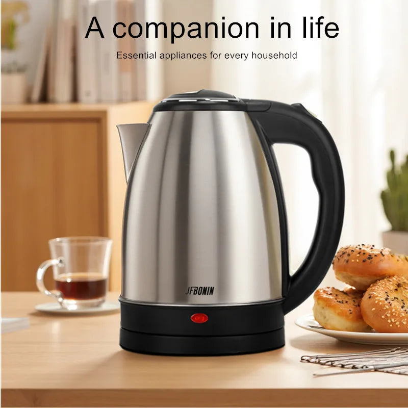 1.8L 220V Stainless Steel Electric Kettle Silver Black Base Separation Desion Rust-resistant Durable for Home During Travel Good Vibrations