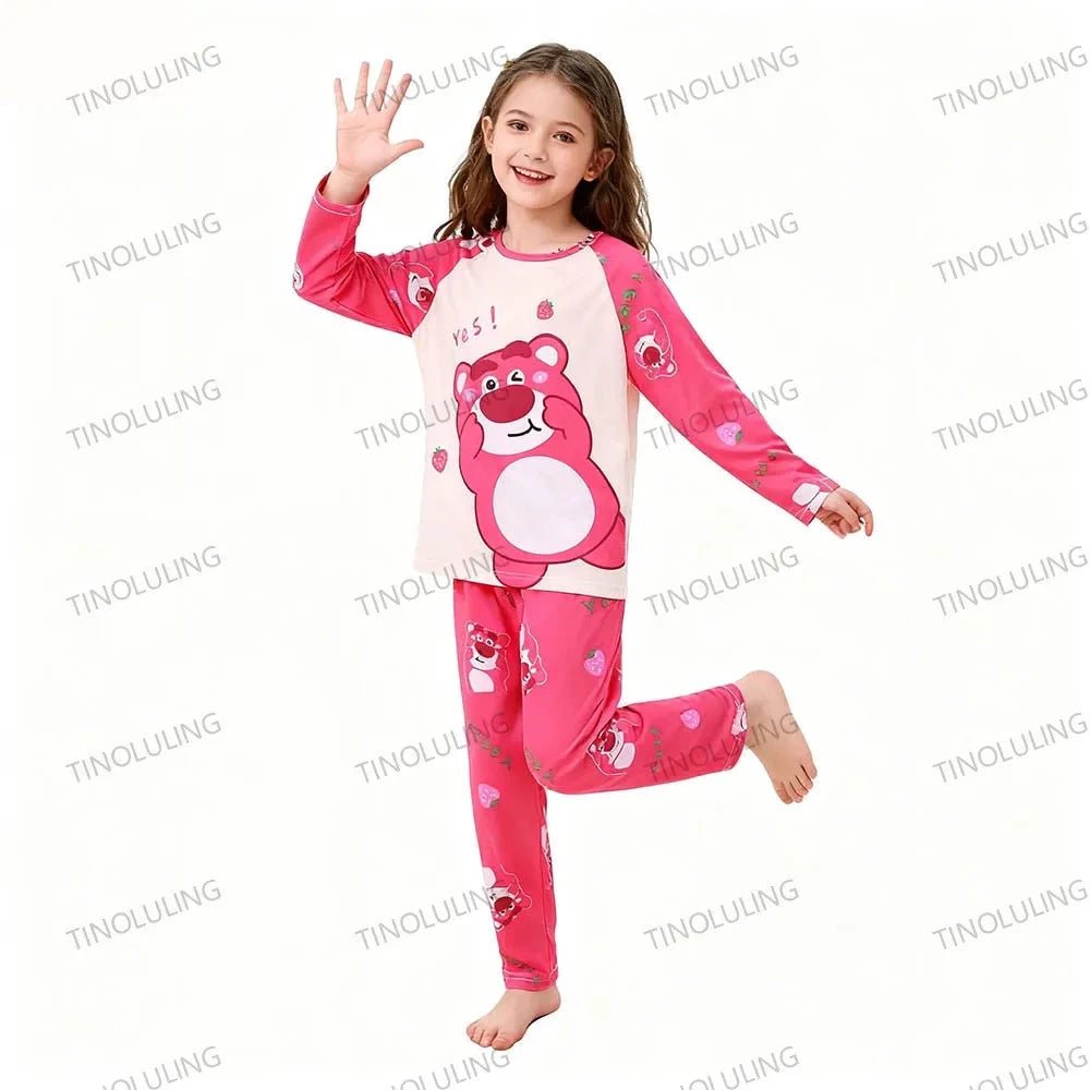 Children's Cartoon Stitch Pajamas Sets Boys Pijamas Girls Mickey Hello Kitty Sleepwear Comfortable Long Sleeve Nightwear Pjs Good Vibrations