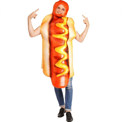 High Quality Couple Costume Halloween Funny Hot Dog Onesie Adult Hot Dog Cosplay Costumes Stage Show Hot Dog Costumes # 1 # W. Good Vibrations