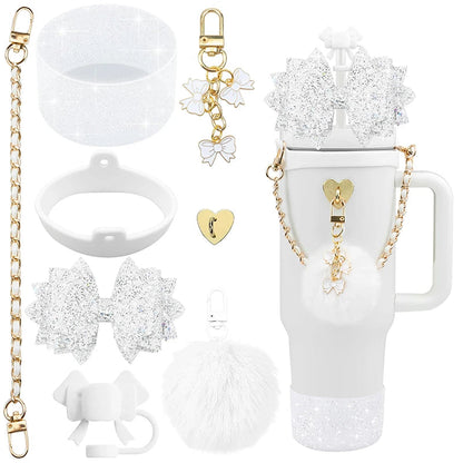 Bling Stanley Cup Accessories For 40oz & 30oz Tumbler Including Silicone Cute Bow Straw Topper Cover, Silicone Stanley Cup Boot Good Vibrations Adult Super Store