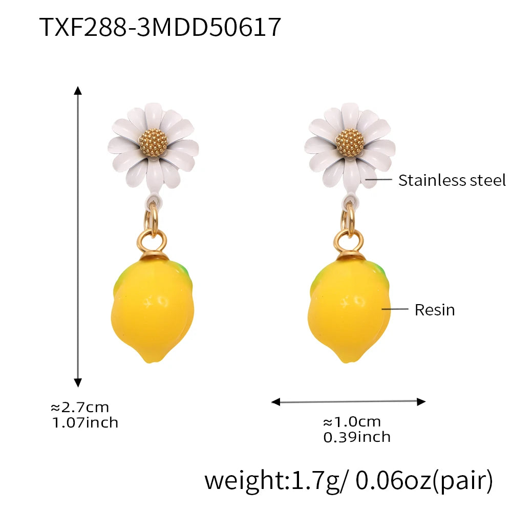 Nivora Resin Fruit Lemon Pendant Necklace For Women Imitation Pearl Stainless Steel Zircon Handmade Strand Beads Choker Jewelry Good Vibrations