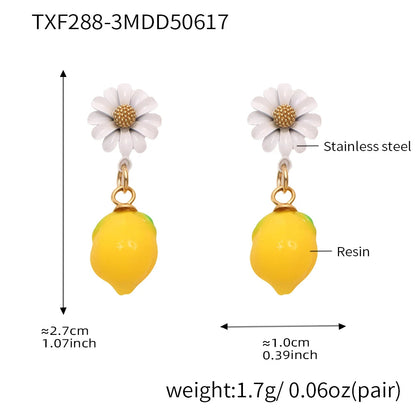 Nivora Resin Fruit Lemon Pendant Necklace For Women Imitation Pearl Stainless Steel Zircon Handmade Strand Beads Choker Jewelry Good Vibrations