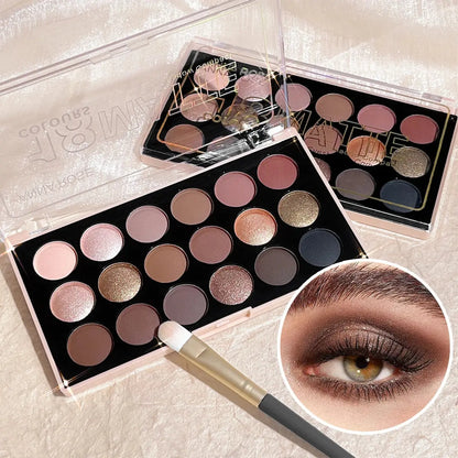 18-Color Eyeshadow Palette – Pearlescent, Matte, Fine Shimmer, Glitter, Earth Tones, Long-Lasting, High-Performance Good Vibrations