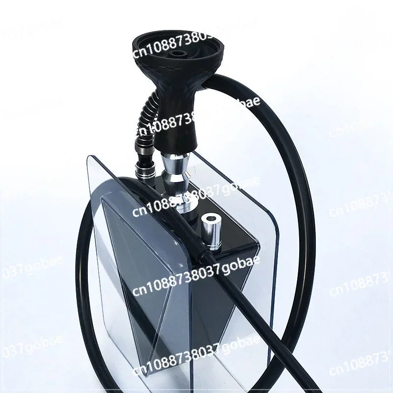 Acrylic inverted triangle hookah set with a plastic pot, showcasing modern Arabic hookah design.