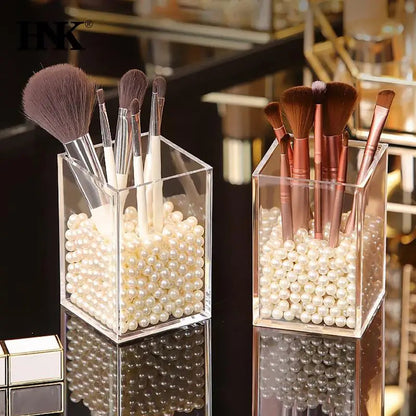 Make Up Organizer Makeup Brush Pot With Brushes Storage Acrylic For Cosmetics Holder Desk Cosmetic Storage Container Good Vibrations
