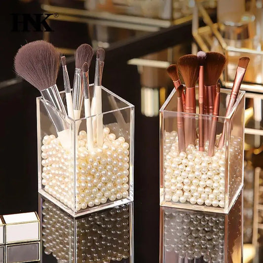 Make Up Organizer Makeup Brush Pot With Brushes Storage Acrylic For Cosmetics Holder Desk Cosmetic Storage Container Good Vibrations