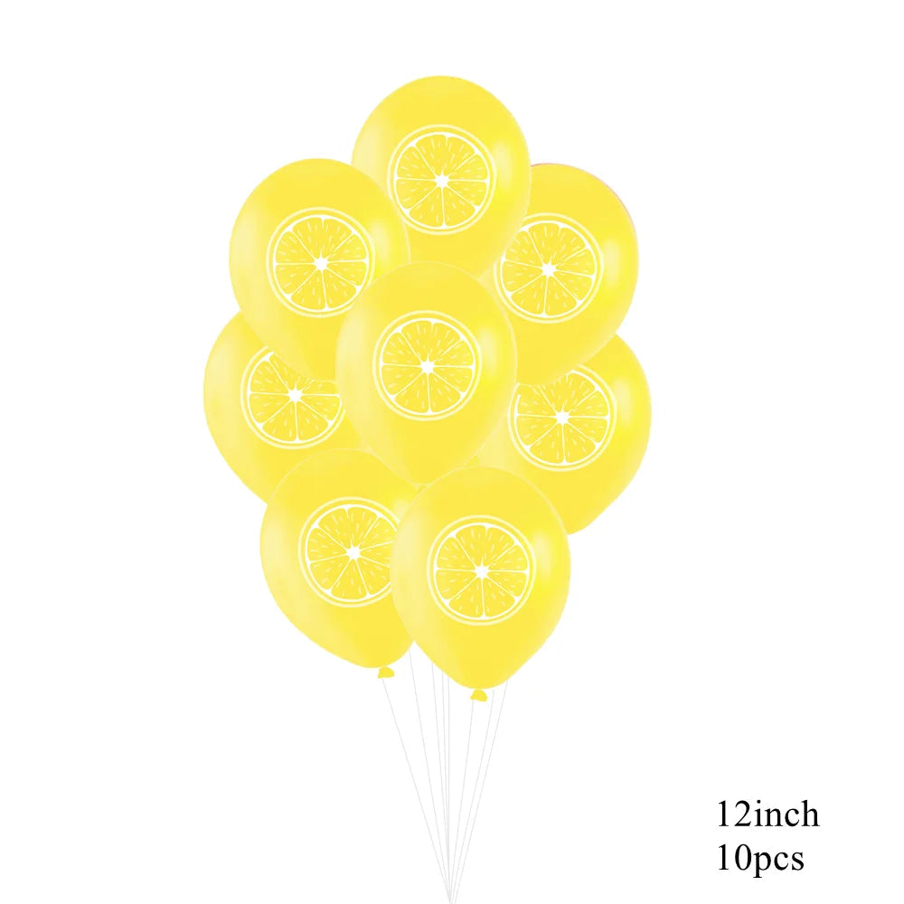 Lemon Disposable Tableware Paper Cups Plates Cake Toppers for Summer Lemon Happy Birthday Pool Party Decoration DIY Cake Supply Good Vibrations