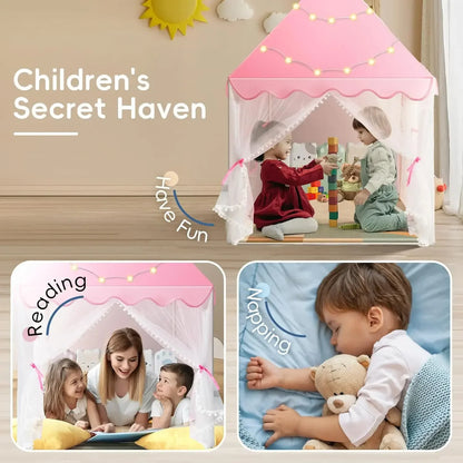 Children's Tent Indoor Outdoor Games Garden Tipi Princess Castle Folding Cubby Toys Tents Enfant Room House Teepee Playhouse Good Vibrations