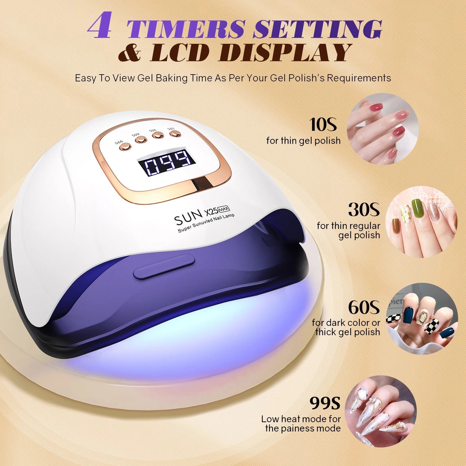 DianaBeauty 380W LED UV Lamp Dryer for Nails Gel Polish Drying Lamp with 4 Timer Setting Auto Sensor Professional Nail Light Good Vibrations