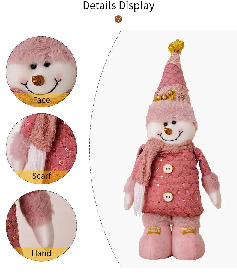 hristmas Decoration Pink Telescopic Doll Santa Claus Snowman Elk Various Standing Positions Holiday Atmosphere Christmas Gift Good Vibrations