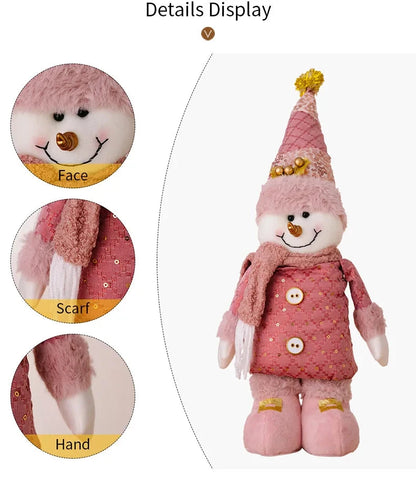 hristmas Decoration Pink Telescopic Doll Santa Claus Snowman Elk Various Standing Positions Holiday Atmosphere Christmas Gift Good Vibrations