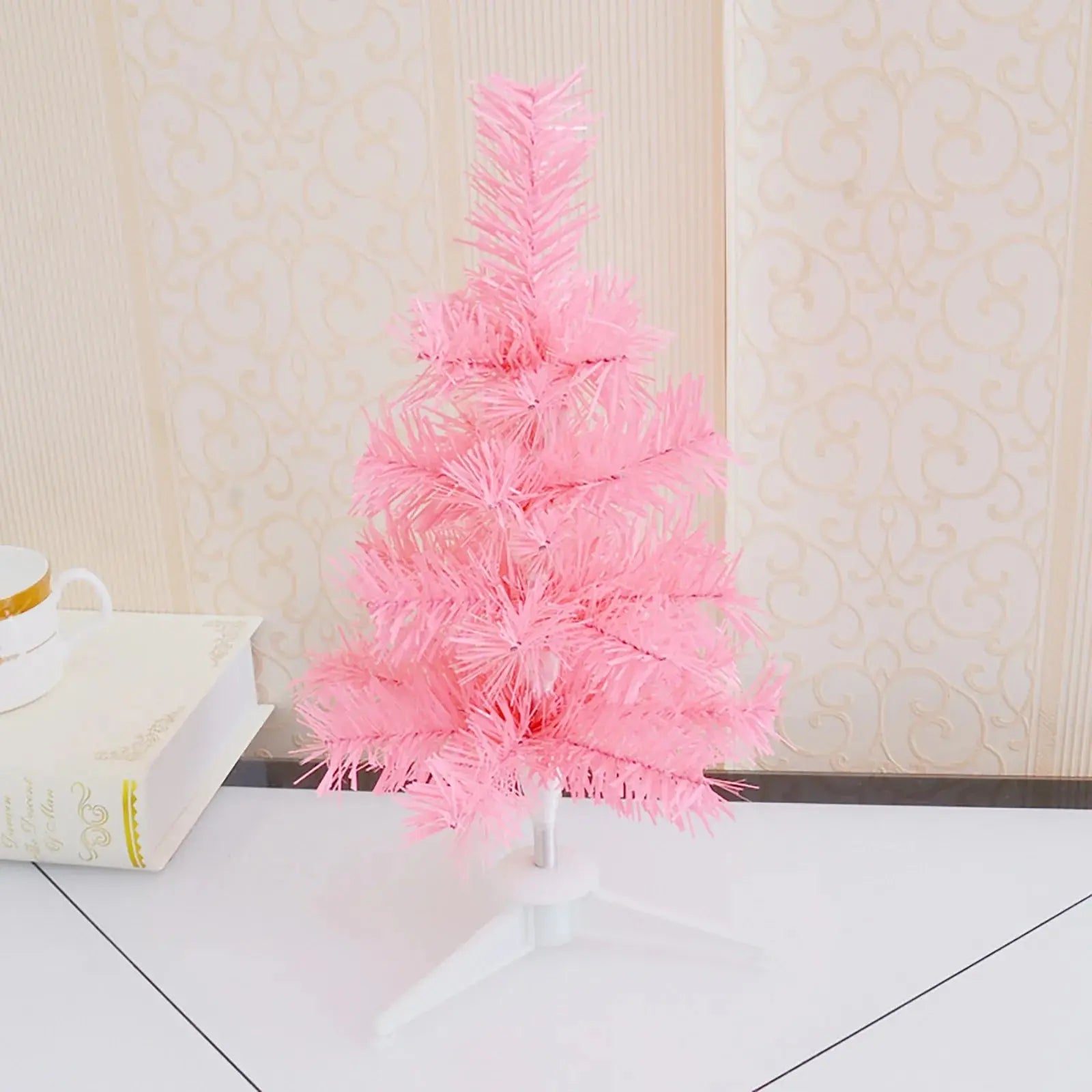 60CM Detachable Christmas Trees Artificial PVC Home Party Garden Decorative Pink Xmas Tree New Year Navidad Decorations Good Vibrations