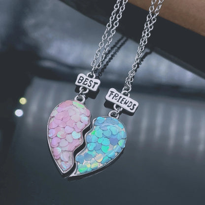 Fashion Best Friends Honey Love Couple Pendant Necklace 2 Pcs/ Set Chain Choke Broken Heart BFF Good Friendship Jewelry Gift Good Vibrations