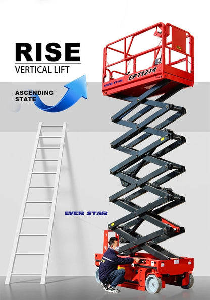 Electric Scissor Lift  Aerial Platform 6m 8m 10m 12m Skylift Mobile Lifter Scaffolding Hydraulic Scissor Lifts Trolley 30 Ft Good Vibrations