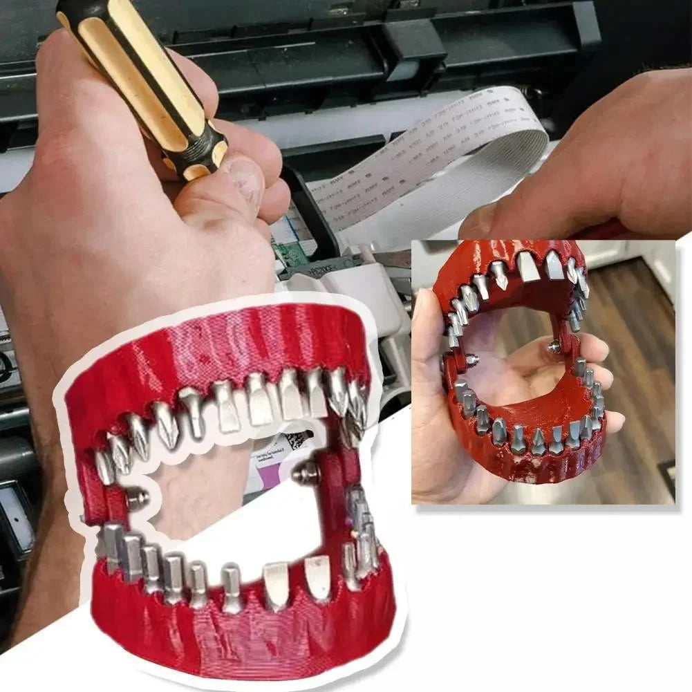 Funny Denture Drill Bit Holder for Screwdriver Teeth Model Screwdriver Bit Holder Fits 1/4 Inch Hex Bit Drive Bit Adapter Tools Good Vibrations