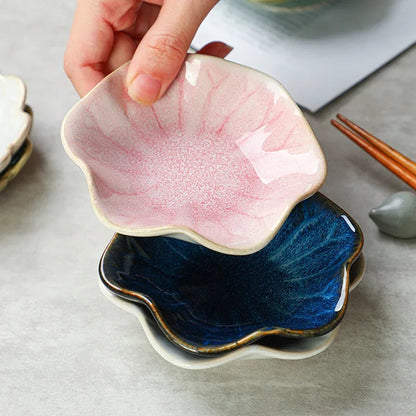 Japanese Ceramic Plate Retro Kiln Glaze Barbecue Mini Dipping Dish Sashimi Sushi Soy Sauce Dishes Home Desktop Snack Plates New Good Vibrations