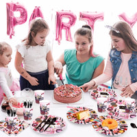 Make Up Spa Party Disposable Tableware Sets Paper Plates Cups Napkins Party Dinnerware Decor Good Vibrations