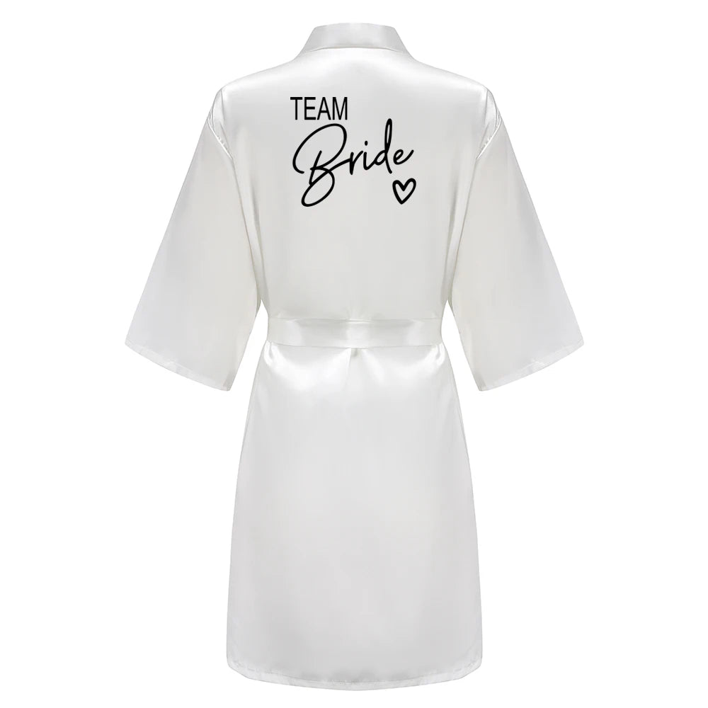 Wedding Party Team Bride Robe With Black Letters Kimono Satin Pajamas Bridesmaid Bathrobe SP003 Good Vibrations