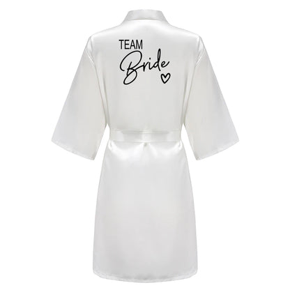Wedding Party Team Bride Robe With Black Letters Kimono Satin Pajamas Bridesmaid Bathrobe SP003 Good Vibrations