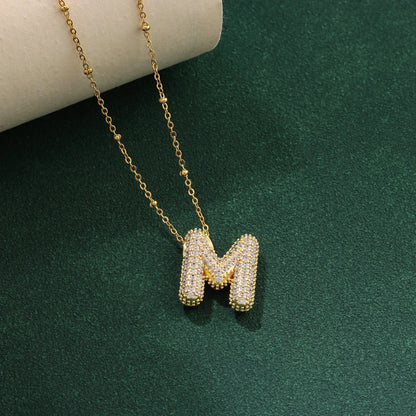 New Luxury Zircon Crystal 26 English Letters Stainless Steel Necklaces For Women Trendy Female Choker Chain Jewelry Wholesale Good Vibrations