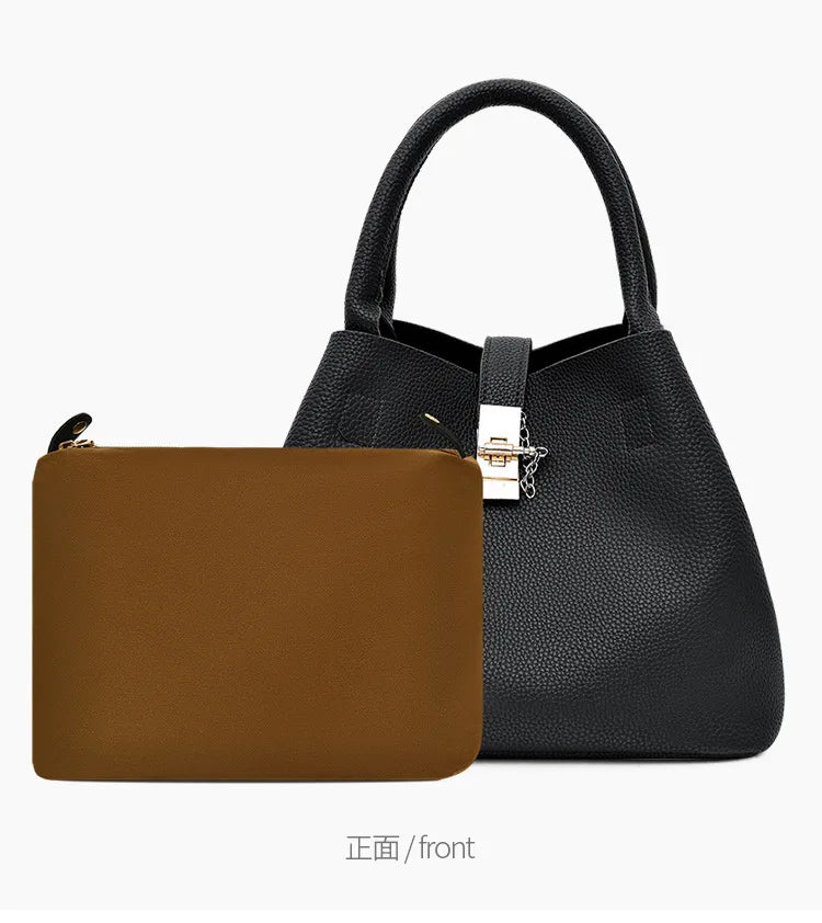 Woman shoulder bag Large capacity Handbag for Women Crossbody bag Lychee pattern PU Portable bucket bag ladies messenger bags Good Vibrations