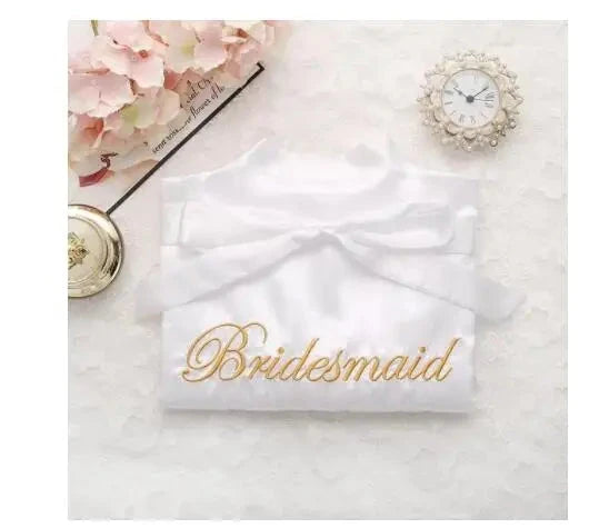 Bride Bridesmaid Wedding Robe Embroidery Kimono Bathrobe Gown Nightgown Casual Satin Short Women Sexy Nightwear Sleepwear Good Vibrations