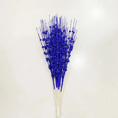 Christmas Tree Decoration, Fake Glitter Berry Leave, Dried Branch, Golden Powder, Flower Material, New Year Party, 1Pc, 12 Forks Good Vibrations