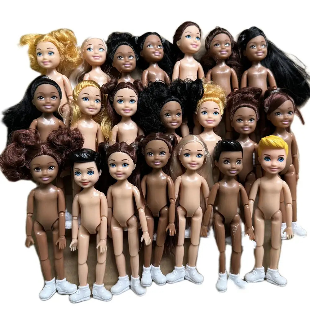 14cm Little Kelly Joints Movable 5-inch Boys Girls Dark Ordinary Skin Naked Body Reborn Bjd 1/12 Toys White Blonde Black Hair Good Vibrations