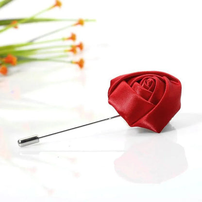 Men Boutonnieres for Wedding Groom Corsage Lapel Pins Ribbon Roses Flower Mensuit Buttonhole Brooch Marriage Accessories Good Vibrations