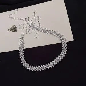 Luxury Shiny Full Rhinestone Choker Necklace for Women Personalized Geometric Crystal Necklaces Wedding Jewelry Party Gifts Good Vibrations Adult Super Store