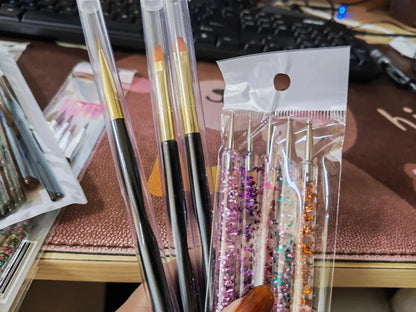 6/31PCS Nail Art Brush Set Detailing Carving Dotting Dual-Head Brushes for Acrylic UV Gel Polish Manicure Tools Good Vibrations