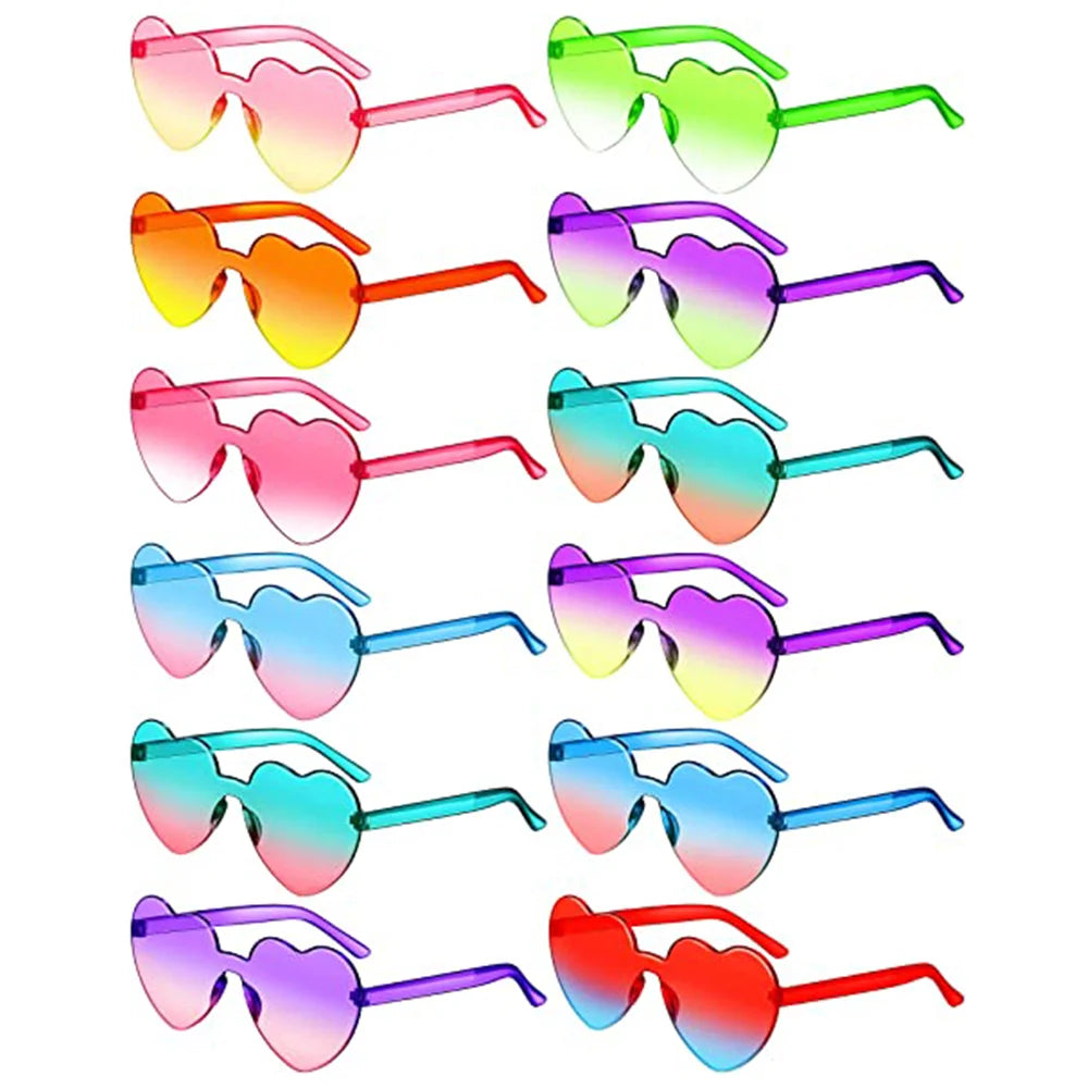 Color Transparent Sunglasses Women Heart Shaped Sun Glasses Fashion Travel Outdoor UV400 Shades Party Eyewear Goggle Men Gifts Good Vibrations
