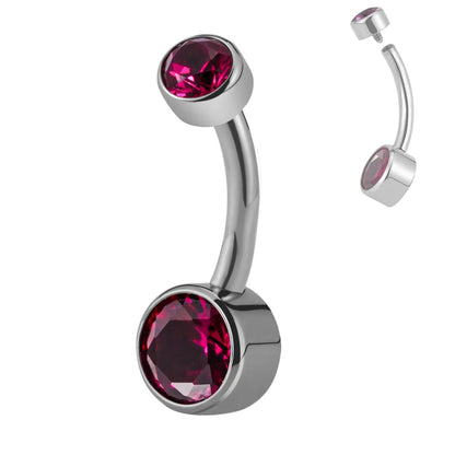 Right Grand ASTM F136 Titanium Belly Button Rings 10mm 12mm with Round CZ Internally Threaded Navel Rings Belly Bars Good Vibrations
