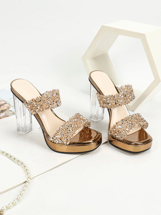 Women's High Heel Sandals 2025 Summer New Thick Heel Waterproof Table With Sexy Party Cool Slippers Good Vibrations