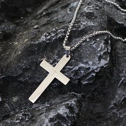 Classic Stainless Steel Cross Necklace For Men 24 Inches Long Pendant Collar Hiphop Rock Outdoor Cool Riding Neck Accessories Good Vibrations