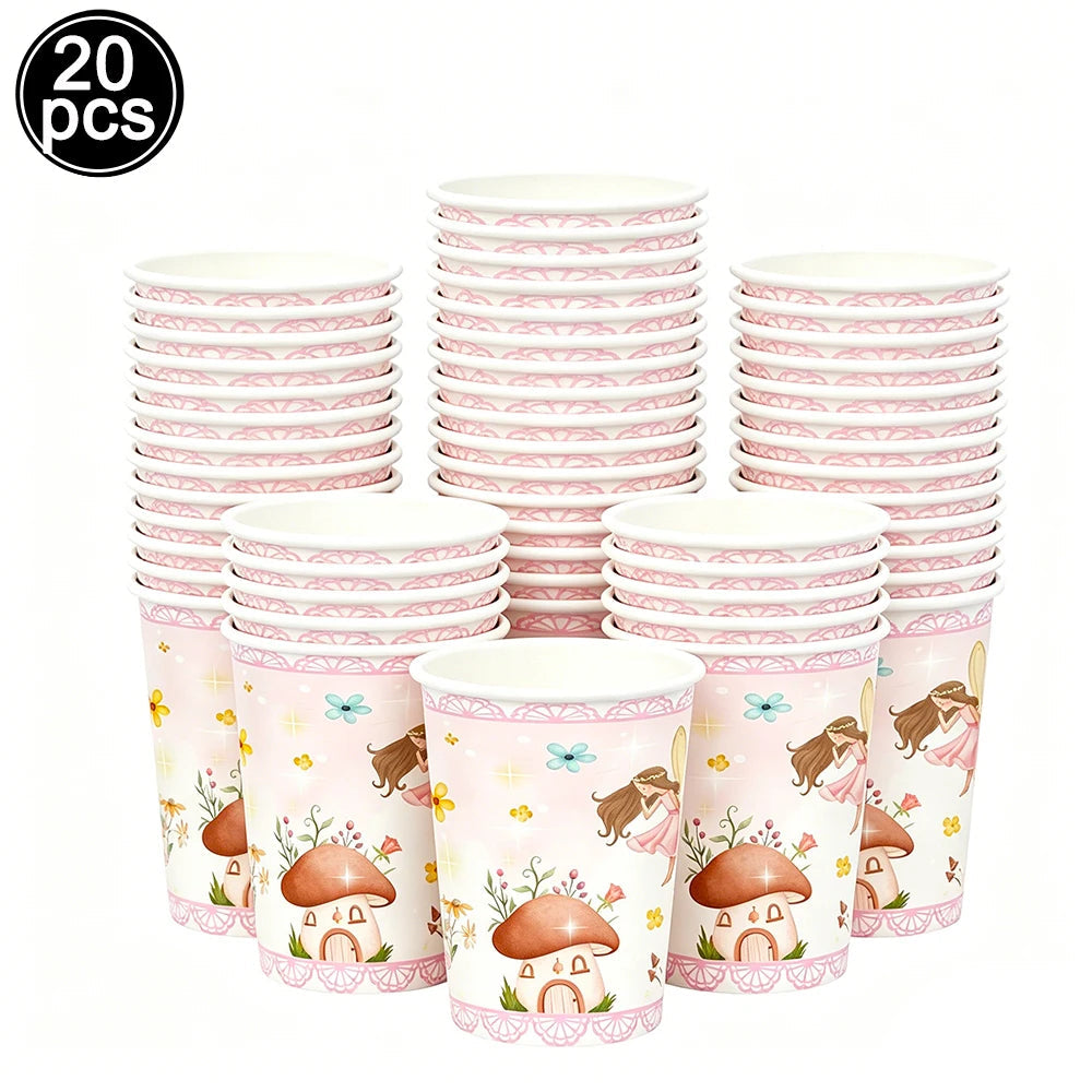 Fairy Party Supplies for Girl Birthday Fairies Enchanted Themed Baby Shower Party Decor Garden Flower Disposable Tableware Decor Good Vibrations