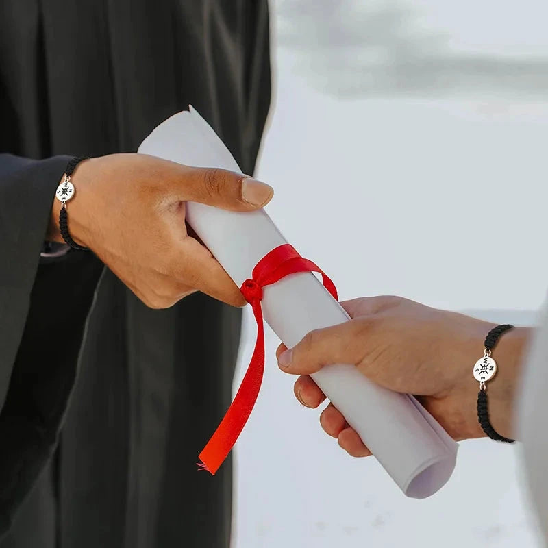 Graduation Gifts for Her Him Adjustable Compass Bracelet Class of 2025 Graduation Gifts for Women Men graduation bracelets Good Vibrations Adult Super Store