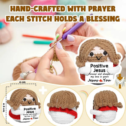 Positive Energy Pocket Hug Crochet Doll, Mini Handmade Knitted Plush Potato Turtle Vegetable Duck Funny Support Gift with Card Good Vibrations