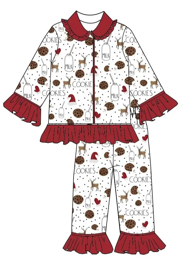 Boutique Children Candy Gifts Cookies Pajamas Sets Kids Christmas Pjamas Button Boys Girls Sleepwear Outfits Good Vibrations