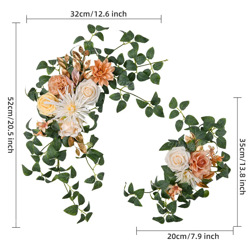 2pcs Wedding Arch Flowers Artificial Flowers Floral Garland for Bridal Shower Ceremony Welcome Sign Backdrop Stand Decorations Good Vibrations