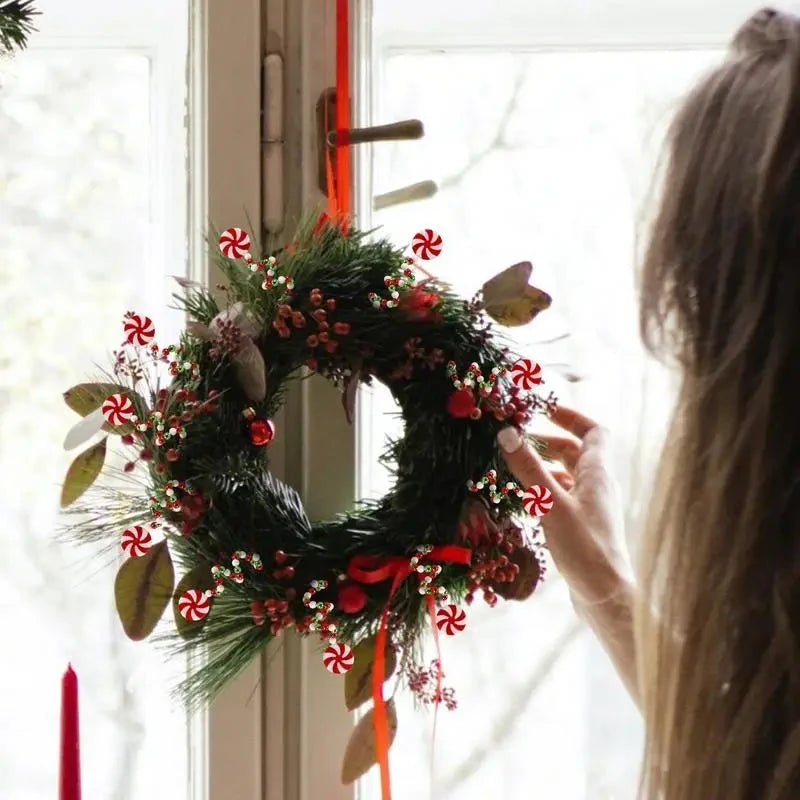 Christmas Candy Cane Decorations Christmas Tree Decoration Red White Lollipop Decoration Curved Candy Christmas Tree Stems Decor Good Vibrations