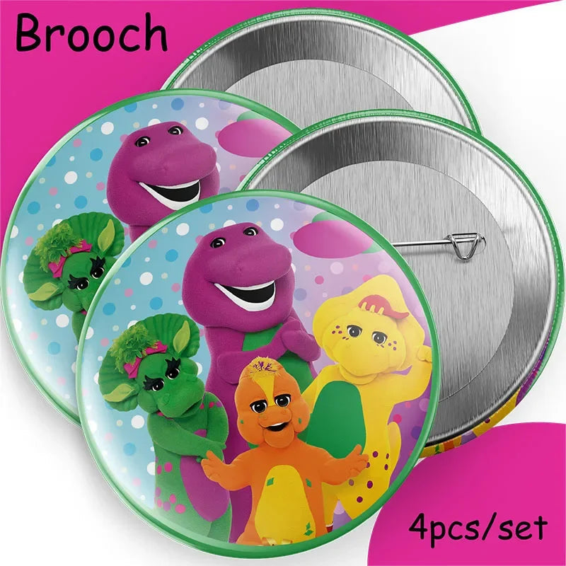 Barney Theme Birthday Party Decorations Cake Topper Birthday CUP Napkin PLATE Straw Swirls Stickers KidsParty Supplies Decor Good Vibrations