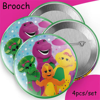 Barney Theme Birthday Party Decorations Cake Topper Birthday CUP Napkin PLATE Straw Swirls Stickers KidsParty Supplies Decor Good Vibrations