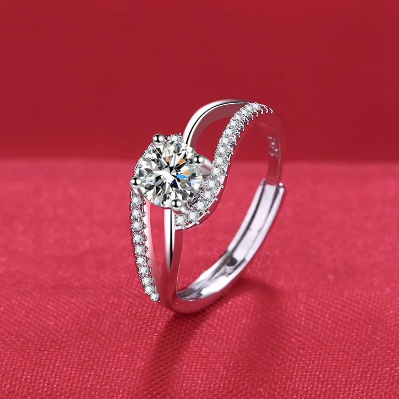 925 Sterling Silver Ring Hot AAA Zircon adjustable Size Engagement Rings For Women Wedding Ring Party Fashion Nice Jewelry Gift Good Vibrations