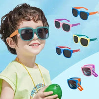 Square Frame Kids Sunglasses Fashion UV 400 Outdoor Foldable Sunglasses Children Eyewear for Toddler Boys and Girls Good Vibrations