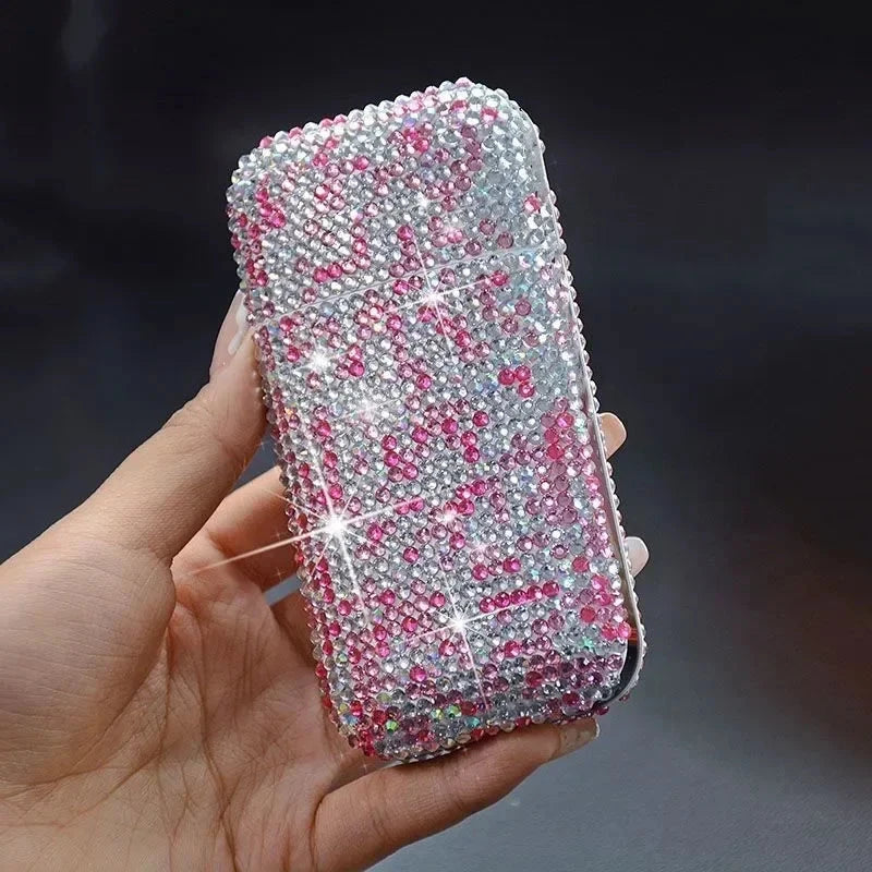 Luxury Rhinestone Cigarette Box with USB Charging Lighter Windproof Portable Smoking Accessories Fashionable Women's Gift Good Vibrations Adult Super Store